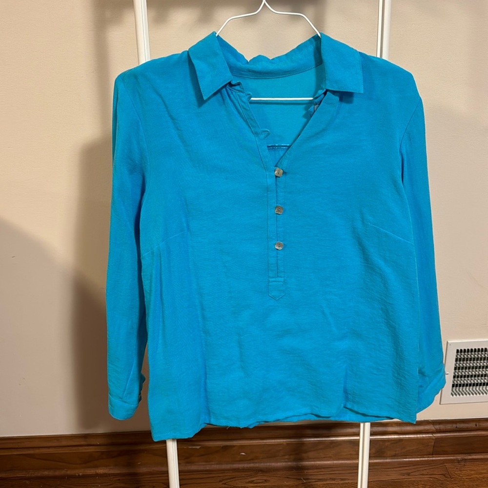Fridaze linen top - turquoise - Sz s